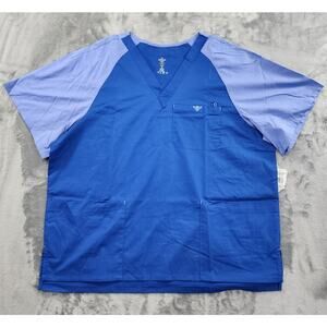 NEW‎ Med Couture E-Z Flex Two Tone Raglan V-Neck Scrub Top Size XL Nursing 8417